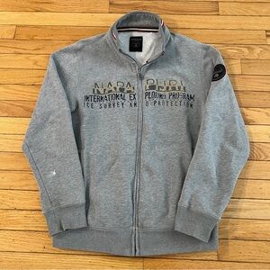 Napapijri Gray Men's Sweater Jacket Zip Up Hoodie XL
